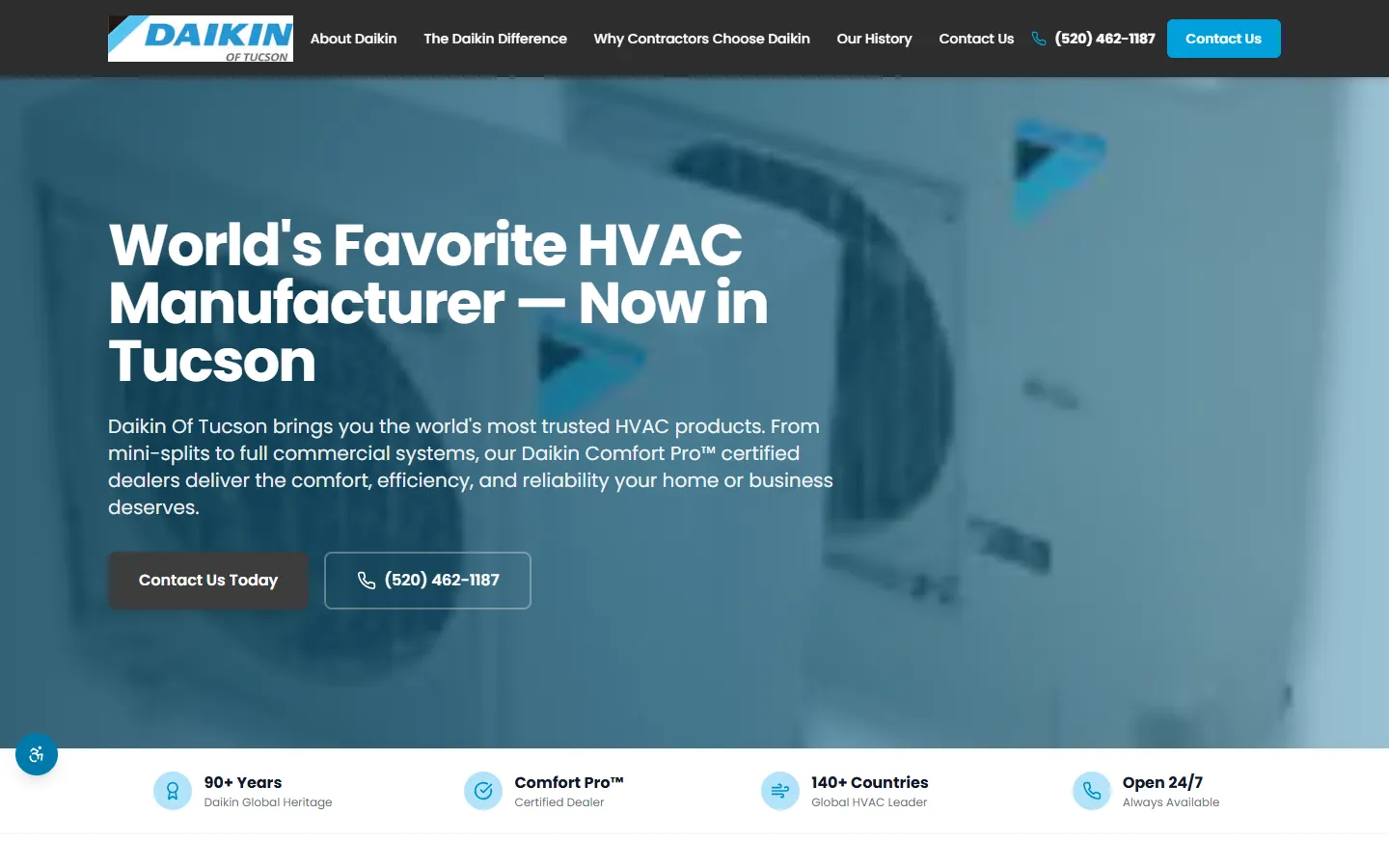 Daikin of Tucson homepage after the ResultsXL rebuild